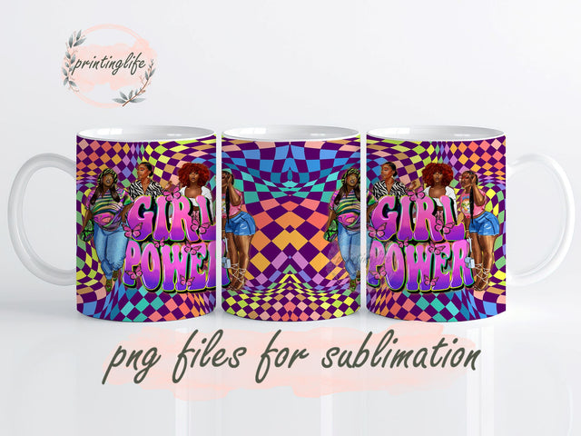 Girl power mug png, afro women png, african american png, black thick women png, sublimate designs download 11oz Sublimation PrintingLife 