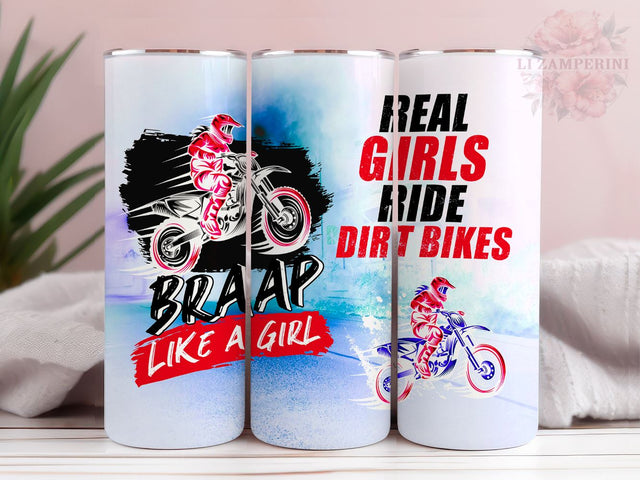 Girl Ride Dirt Bike 20oz Tumbler Wrap PNG, Motocross Rider Tumbler, Straight & Tapered Tumbler Wrap, Instant Digital Download Sublimation Li Zamperini 