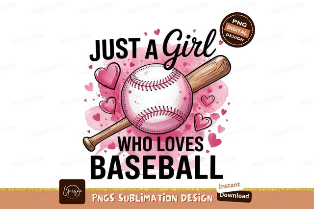Girl Who Loves Baseball Sublimation Design Sublimation Designangry 