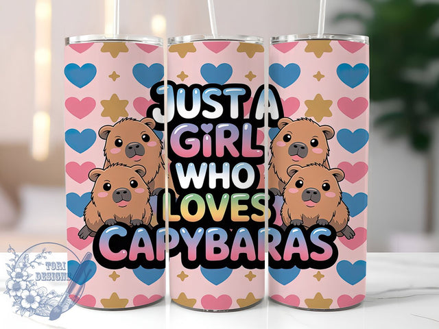 Girl Who Loves Capybaras Tumbler, Girl Who Loves Capybaras, Capybara Gift Idea, Cute Capybara Design, Animal Lover Tumbler, 20oz Tumbler Wrap, Capybara Fan Sublimation Sublimation ToriDesigns 
