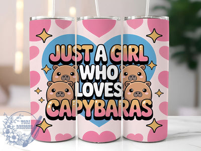 Girl Who Loves Capybaras Tumbler, Girl Who Loves Capybaras, Capybara Gift Idea, Cute Capybara Design, Animal Lover Tumbler, 20oz Tumbler Wrap, Capybara Fan Sublimation Sublimation ToriDesigns 