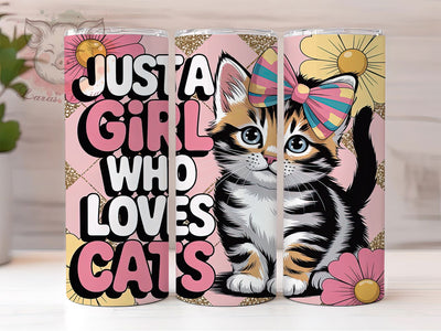 Girl Who Loves Cats 20oz Tumbler, Cat Lover Tumbler, Pet Sublimation, Animal Wrap Design, Cute PNG, 20oz Tumbler Wrap Sublimation Lara' s Designs 