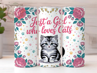 Girl Who Loves Cats Tumbler, Cat Lover Wrap, Cute Cat Cup, 20oz Sublimation Wrap, Stylish Cat Design Tumbler, Artistic Cat Cup, Pet Cat Theme Wrap Sublimation Lara' s Designs 