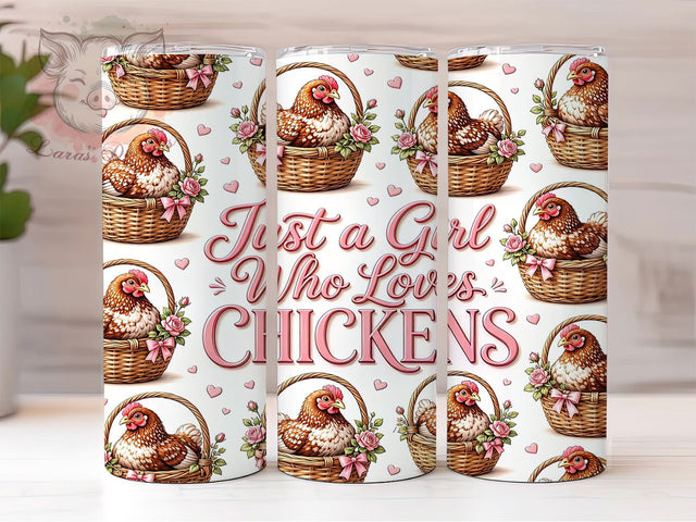 Girl Who Loves Chickens 20oz Tumbler, Chicken Lover, Farm Girl, Country Design, Sublimation Wrap, 20oz Tumbler, Rustic Aesthetic, Barnyard Charm Sublimation Lara' s Designs 