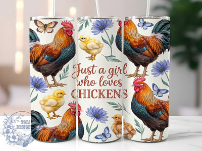 Girl Who Loves Chickens 20oz Tumbler, Chicken Lover, Farm Girl, Rustic Theme, Sublimation Wrap, 20oz Tumbler, Country Aesthetic, Whimsical Charm Sublimation ToriDesigns 