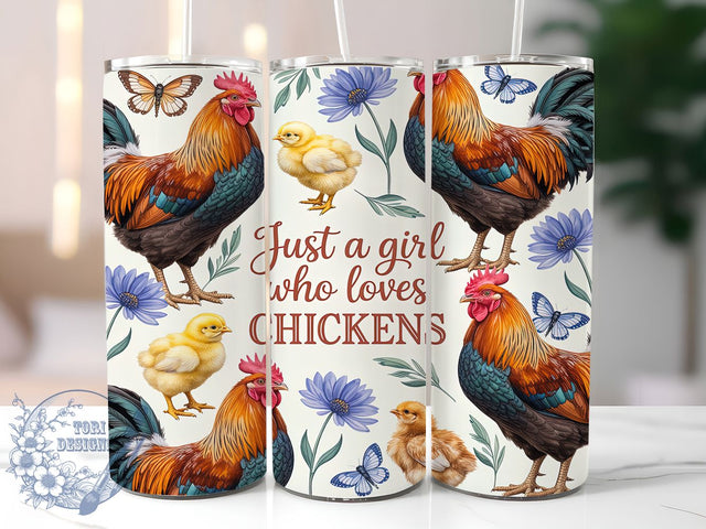 Girl Who Loves Chickens 20oz Tumbler, Chicken Lover, Farm Girl, Rustic Theme, Sublimation Wrap, 20oz Tumbler, Country Aesthetic, Whimsical Charm Sublimation ToriDesigns 