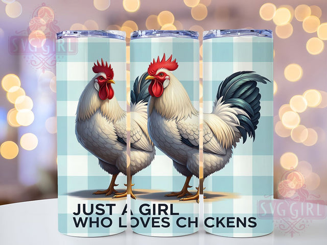 Girl Who Loves Chickens Tumbler, Girl Who Loves Chickens, 20oz Sublimation, Farm Animal Cup, Cute Chicken Wrap, Country Girl Tumbler, Chicken Gift Idea Sublimation SvggirlplusArt 