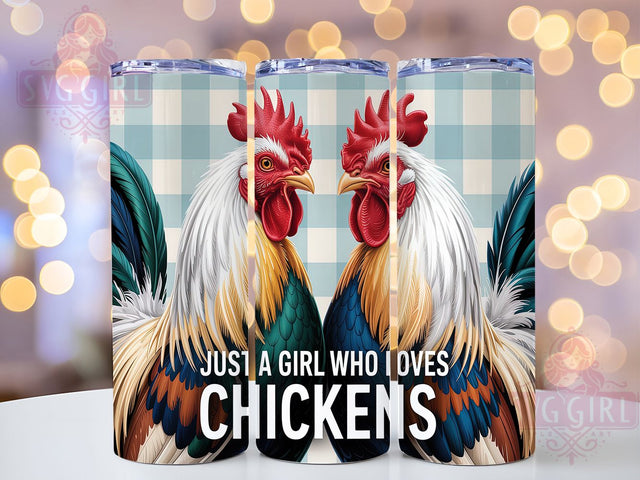 Girl Who Loves Chickens Tumbler, Girl Who Loves Chickens, 20oz Sublimation, Farm Animal Cup, Cute Chicken Wrap, Country Girl Tumbler, Chicken Gift Idea Sublimation SvggirlplusArt 