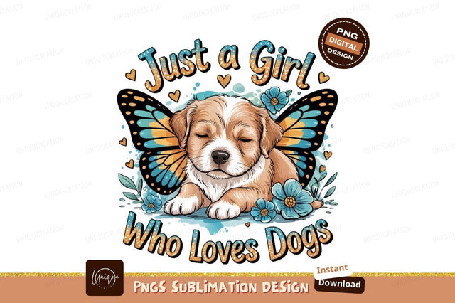 Girl Who Loves Dogs Puppy Wings Sublimation Designangry 