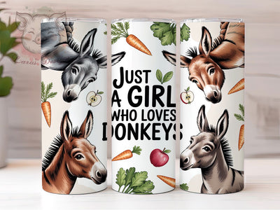 Girl Who Loves Donkeys 20oz Tumbler, Donkey Lover Tumbler, Farm Animal Sublimation, Rustic Wrap Design, Cute PNG, 20oz Tumbler Wrap Sublimation Lara' s Designs 