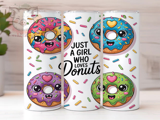 Girl Who Loves Donuts Tumbler Wrap, Donut Tumbler, 20oz Tumbler Wrap, Sublimation Design, Donut Lover, Sweet Treat Tumbler, Dessert Tumbler Sublimation Lara' s Designs 