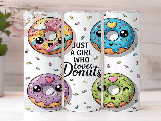 Girl Who Loves Donuts Tumbler Wrap, Donut Tumbler, 20oz Tumbler Wrap, Sublimation Design, Donut Lover, Sweet Treat Tumbler, Dessert Tumbler Sublimation Lara' s Designs 