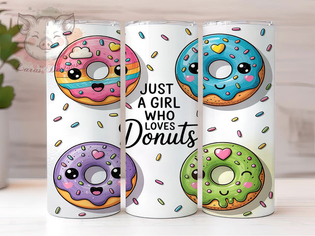 Girl Who Loves Donuts Tumbler Wrap, Donut Tumbler, 20oz Tumbler Wrap, Sublimation Design, Donut Lover, Sweet Treat Tumbler, Dessert Tumbler Sublimation Lara' s Designs 