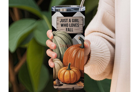 Girl Who Loves Fall 20oz Tumbler Wrap Sublimation DesignSVG 