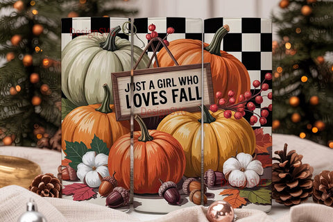 Girl Who Loves Fall 20oz Tumbler Wrap Sublimation DesignSVG 