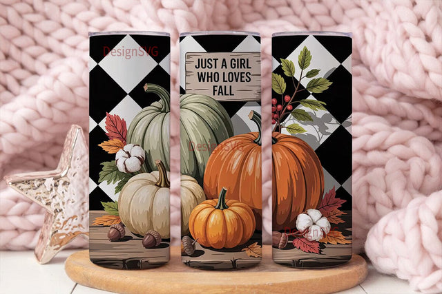 Girl Who Loves Fall 20oz Tumbler Wrap Sublimation DesignSVG 