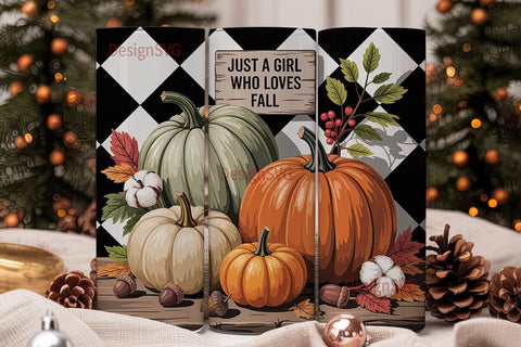 Girl Who Loves Fall 20oz Tumbler Wrap Sublimation DesignSVG 