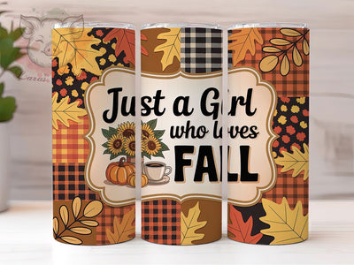 Girl Who Loves Fall Tumbler, Autumn Leaves Wrap, Cozy Fall Cup, 20oz Sublimation Wrap, Stylish Autumn Design Tumbler, Seasonal Fall Theme Cup, Pumpkin Harvest Wrap Sublimation Lara' s Designs 
