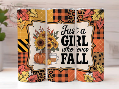 Girl Who Loves Fall Tumbler, Autumn Leaves Wrap, Cozy Fall Cup, 20oz Sublimation Wrap, Stylish Autumn Design Tumbler, Seasonal Fall Theme Cup, Pumpkin Harvest Wrap Sublimation Lara' s Designs 