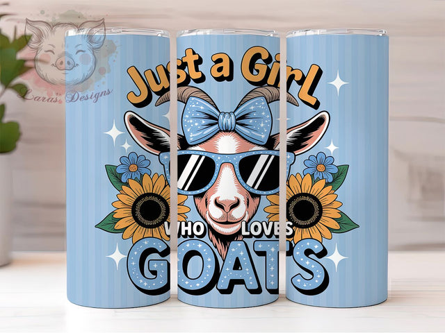 Girl Who Loves Goats 20oz Tumbler, Goat Lover Tumbler, Farm Animal Sublimation, Rustic Wrap Design, Cute PNG, 20oz Tumbler Wrap Sublimation Lara' s Designs 