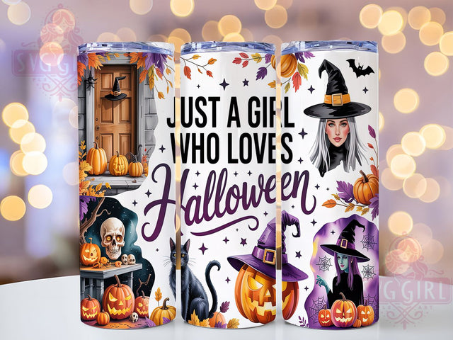 Girl Who Loves Halloween Tumbler Wrap, Halloween Tumbler, 20oz Skinny Tumbler, Spooky Vibes Png, Sublimation Design, Tumbler Wrap Download, Spooky Season Png Sublimation SvggirlplusArt 