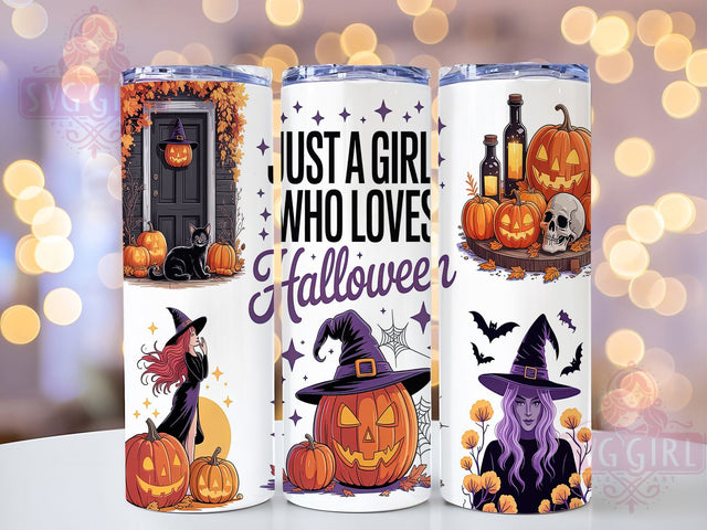 Girl Who Loves Halloween Tumbler Wrap, Halloween Tumbler, 20oz Skinny Tumbler, Spooky Vibes Png, Sublimation Design, Tumbler Wrap Download, Spooky Season Png Sublimation SvggirlplusArt 