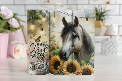 Girl Who Loves Horses Seamless Tumbler Sublimation Wrap Sublimation BijouBay 