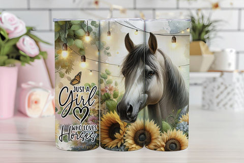 Girl Who Loves Horses Seamless Tumbler Sublimation Wrap Sublimation BijouBay 