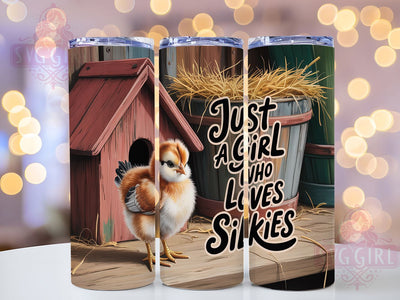 Girl Who Loves Silkies Chicken Tumbler, Girl Who Loves Silkies, 20oz Sublimation, Silkie Chicken Cup, Farm Animal Tumbler, Cute Chicken Wrap, Chicken Lover Gift Sublimation SvggirlplusArt 