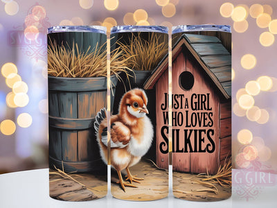 Girl Who Loves Silkies Chicken Tumbler, Girl Who Loves Silkies, 20oz Sublimation, Silkie Chicken Cup, Farm Animal Tumbler, Cute Chicken Wrap, Chicken Lover Gift Sublimation SvggirlplusArt 