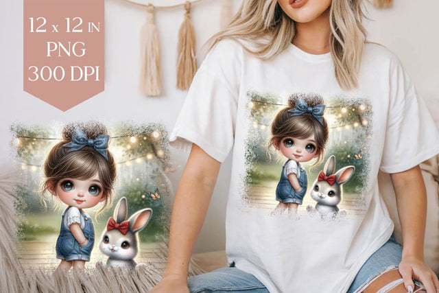 Girl with Bunny T-Shirt Sublimation Design Sublimation BijouBay 