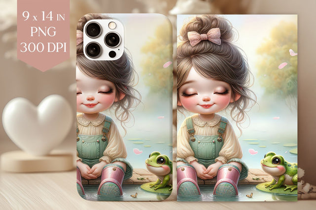 Girl with Frog Phone Case PNG Sublimation BijouBay 