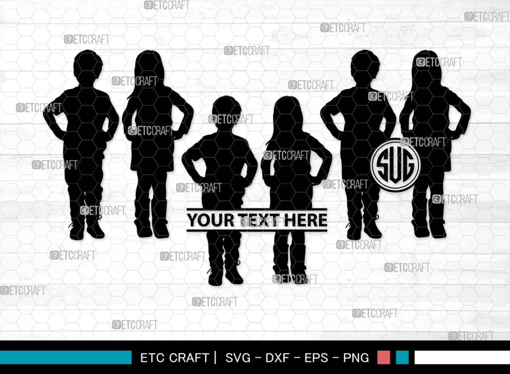 Girls And Boys Monogram, Girls And Boys Silhouette, Girls And Boys SVG ...