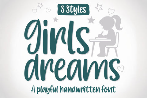 Girls Dreams Font Family, Cute Handwritten Font Bundle Font TonisArtStudio 