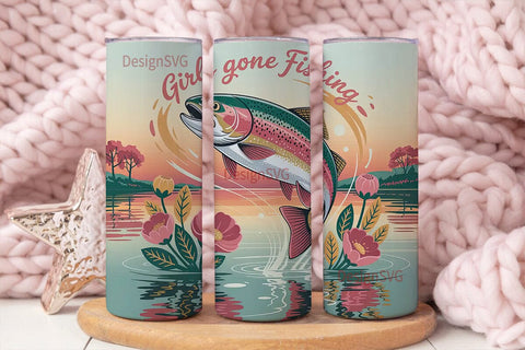 Girls Gone Fishing 20oz Tumbler Wrap Sublimation DesignSVG 