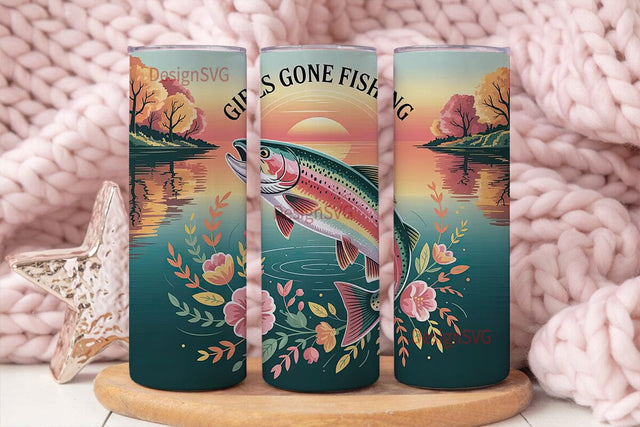 Girls Gone Fishing 20oz Tumbler Wrap Sublimation DesignSVG 