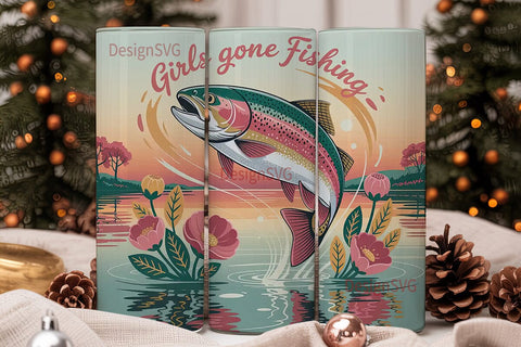Girls Gone Fishing 20oz Tumbler Wrap Sublimation DesignSVG 