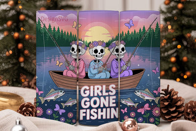 Girls Gone Fishing 20oz Tumbler Wrap Sublimation DesignSVG 