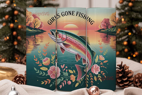 Girls Gone Fishing 20oz Tumbler Wrap Sublimation DesignSVG 