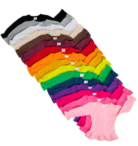 Girl's Long Sleeve Ruffle Shirt (Youth) | Blanks for HTV and T Shirt Tranfers Physical ARB Blanks 