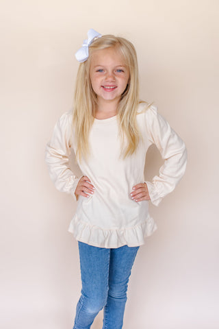 Girl's Long Sleeve Ruffle Shirt (Youth) | Blanks for HTV and T Shirt Tranfers Physical ARB Blanks Cream 6 