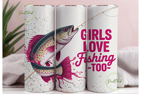 Girls Love Fishing 20oz Tumbler Wrap Sublimation PixelChick 