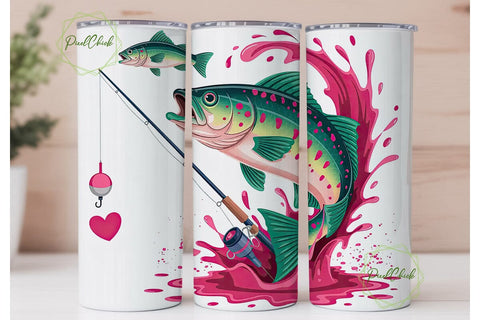 Girls Love Fishing Pink Fish Tumbler Sublimation PixelChick 