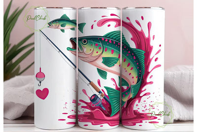 Girls Love Fishing Pink Fish Tumbler Sublimation PixelChick 