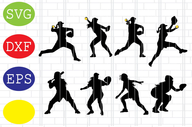 Girls Softball Svg, Baseball Girl Svg, Softball Silhouette, Softball File, Baseball Cut File, Sport Svg, Jpg, Eps, Dxf Files SVG DigitalSvgFiles 