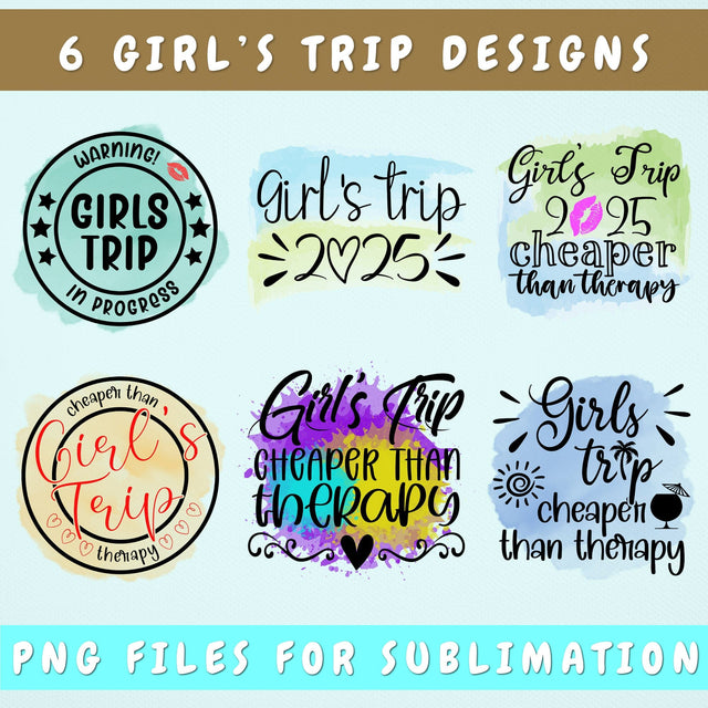 Girls Trip 2025 PNG Bundle, Girls Trip Sublimation Designs, Girls Trip Cheaper Than Therapy PNG, Warning Girls Trip In Progress PNG Sublimation HappyDesignStudio 