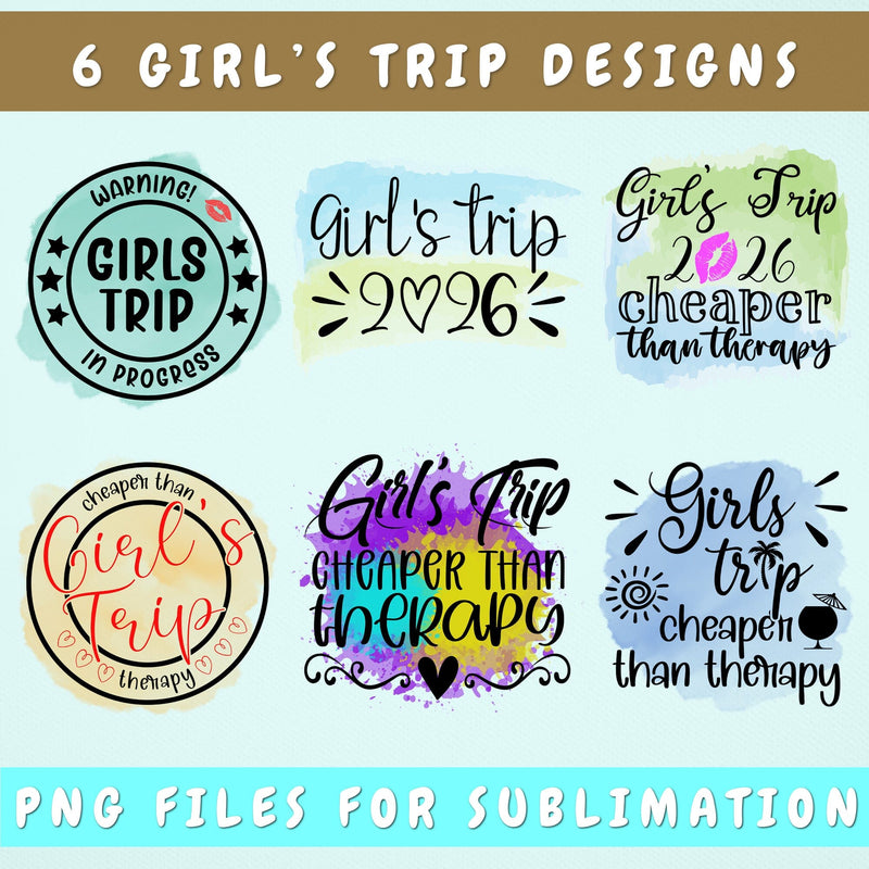 Girls Trip 2026 PNG Bundle, Girls Trip Sublimation Designs, Girls Trip Cheaper Than Therapy PNG, Warning Girls Trip In Progress PNG Sublimation HappyDesignStudio 