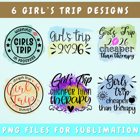 Girls Trip 2026 PNG Bundle, Girls Trip Sublimation Designs, Girls Trip Cheaper Than Therapy PNG, Warning Girls Trip In Progress PNG Sublimation HappyDesignStudio 