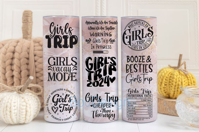Girls Trip 20oz Skinny Tumbler Sublimation Digital Download Straight 2024 Girls Trip in Progress Tumbler Design Wrap Cheaper Than Therapy Sublimation BouDesign 