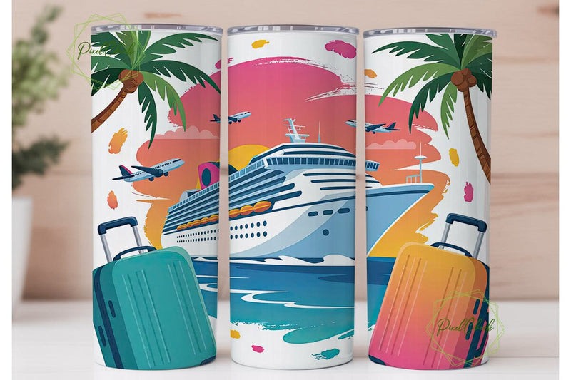 Girls Trip Cruise 20oz Tumbler Wrap Sublimation PixelChick 
